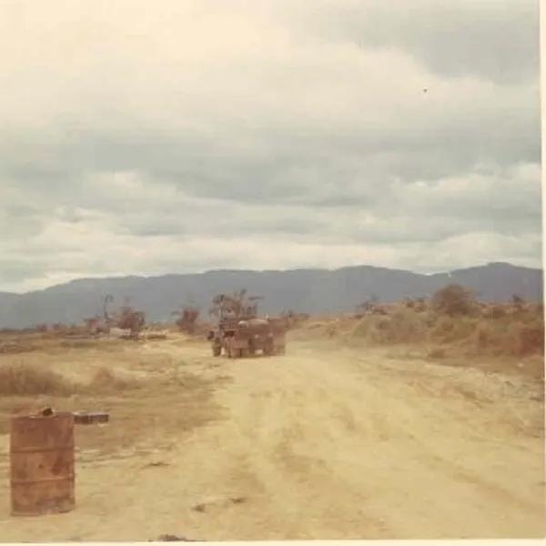 Trucks moving supplies at LZ Ross